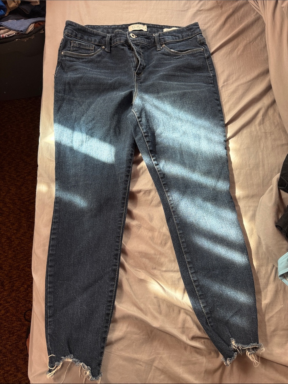 Jessica Simpson Navy Skinny Jeans with Frayed Hem